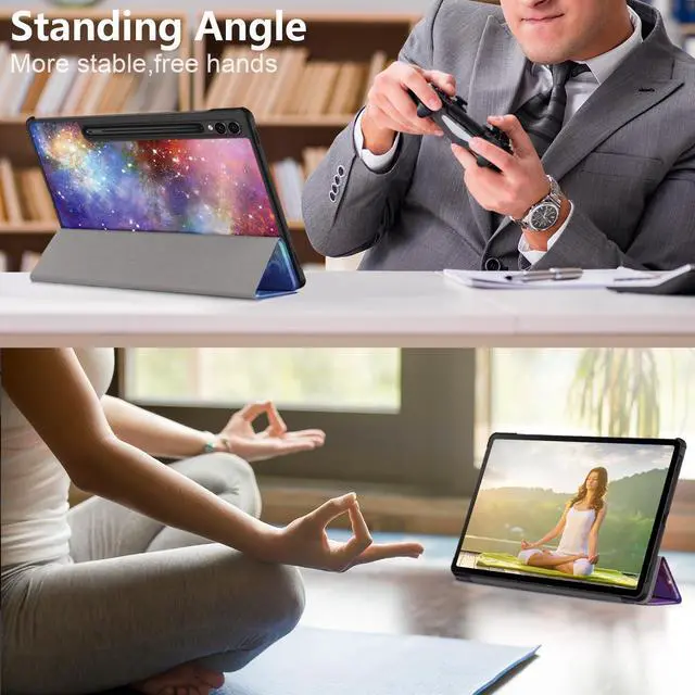 Alt view image 7 of 7 - elitegadget Case for Samsung Galaxy Tab S10+ 12.4" / S9 FE+ 5G / S9+ 12.4 Inch Tablet with 2PCS Tempered Glass Screen Protector - Slim Lightweight Tri-Fold Stand Cover Auto Wake/Sleep (Galaxy)