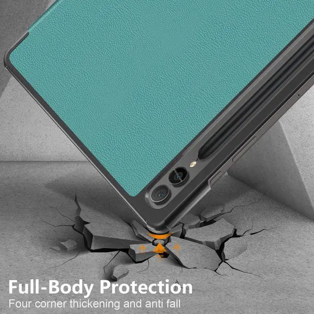 Alt view image 5 of 7 - elitegadget Case for Samsung Galaxy Tab S10+ 12.4" / S9 FE+ 5G / S9+ 12.4 Inch Tablet with 2PCS Tempered Glass Screen Protector - Slim Lightweight Tri-Fold Stand Cover Auto Wake/Sleep (Black) Teal