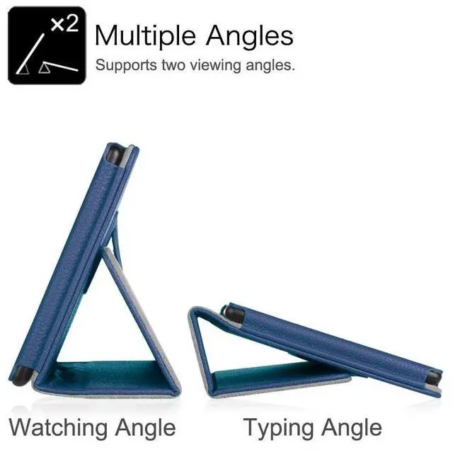 Alt view image 5 of 7 - Case for Samsung Galaxy Tab S10 Lite/ Tab S10 FE/ Tab S9 FE 5G 10.9 Inch/ Tab S9 11 Inch with Tempered Glass Screen Protector - PU Leather Folding Stand Protective Cover with Auto Sleep/Wake (Blue)