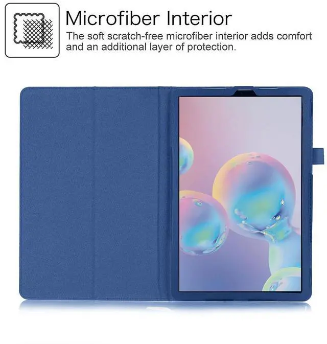 Alt view image 6 of 7 - Case for Samsung Galaxy Tab S10 Lite/ Tab S10 FE/ Tab S9 FE 5G 10.9 Inch/ Tab S9 11 Inch with Tempered Glass Screen Protector - PU Leather Folding Stand Protective Cover with Auto Sleep/Wake (Blue)