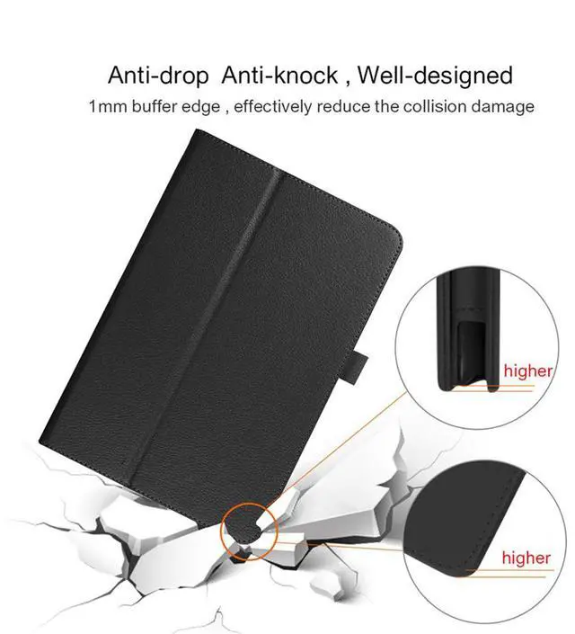Alt view image 4 of 7 - Case for Samsung Galaxy Tab S10 Lite/ S10 FE/ S9 FE 5G 10.9 Inch/Tab S9 11 Inch with 2PCS Tempered Glass Screen Protector - Lightweight Folio PU Leather Folding Stand Cover with S Pen Holder - Black