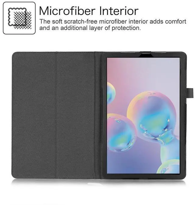 Alt view image 6 of 7 - Case for Samsung Galaxy Tab S10 Lite/ S10 FE/ S9 FE 5G 10.9 Inch/Tab S9 11 Inch with 2PCS Tempered Glass Screen Protector - Lightweight Folio PU Leather Folding Stand Cover with S Pen Holder - Black