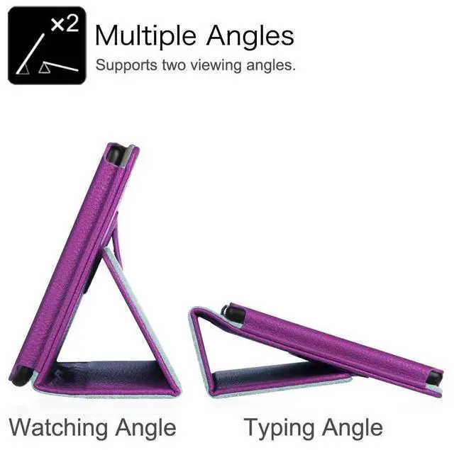 Alt view image 5 of 7 - Case for Samsung Galaxy Tab S10 Lite/ S10 FE/ S9 FE 5G 10.9 Inch/Tab S9 11 Inch with 2PCS Tempered Glass Screen Protector - Lightweight Folio PU Leather Folding Stand Cover with S Pen Holder - Purple