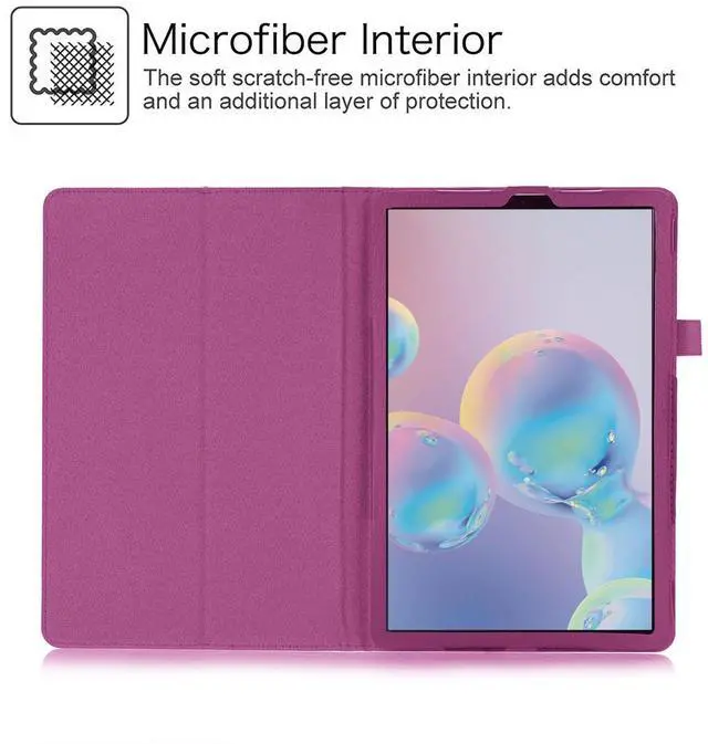Alt view image 7 of 7 - Case for Samsung Galaxy Tab S10 Lite/ S10 FE/ S9 FE 5G 10.9 Inch/Tab S9 11 Inch with 2PCS Tempered Glass Screen Protector - Lightweight Folio PU Leather Folding Stand Cover with S Pen Holder - Purple
