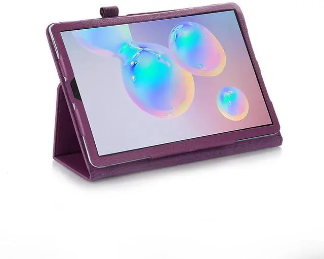 Alt view image 4 of 7 - Case for Samsung Galaxy Tab S10 Lite/ S10 FE/ S9 FE 5G 10.9 Inch/Tab S9 11 Inch with 2PCS Tempered Glass Screen Protector - Lightweight Folio PU Leather Folding Stand Cover with S Pen Holder - Purple