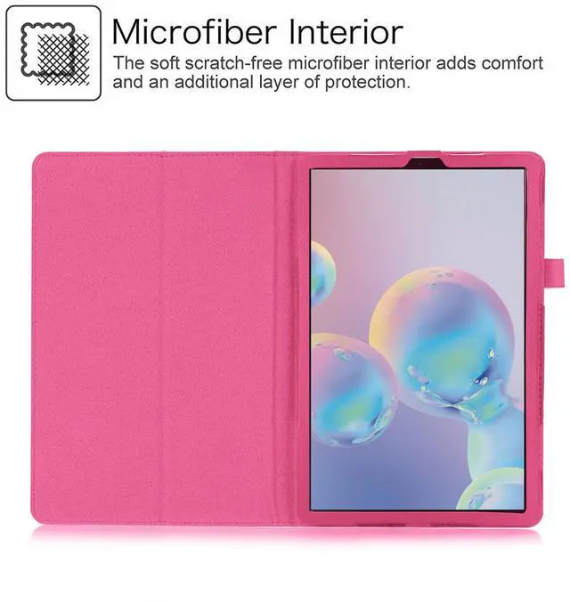Alt view image 6 of 6 - Case for Samsung Galaxy Tab S10 Lite/ S10 FE/ S9 FE 5G 10.9 Inch/Tab S9 11 Inch with 2PCS Tempered Glass Screen Protector - Lightweight Folio PU Leather Folding Stand Cover with S Pen Holder - Pink