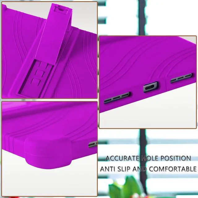 Alt view image 6 of 7 - anicestore TCL Tab 10 NXTPAPER 5G Case 10.4" - Silicone Protection Cover with Kickstand Shockproof Kids Friendly Case for TCL TAB 10 NXTPAPER 5G Tablet 10.4 Inch (Model 9199S) + 1 Stylus Pen (Purple)