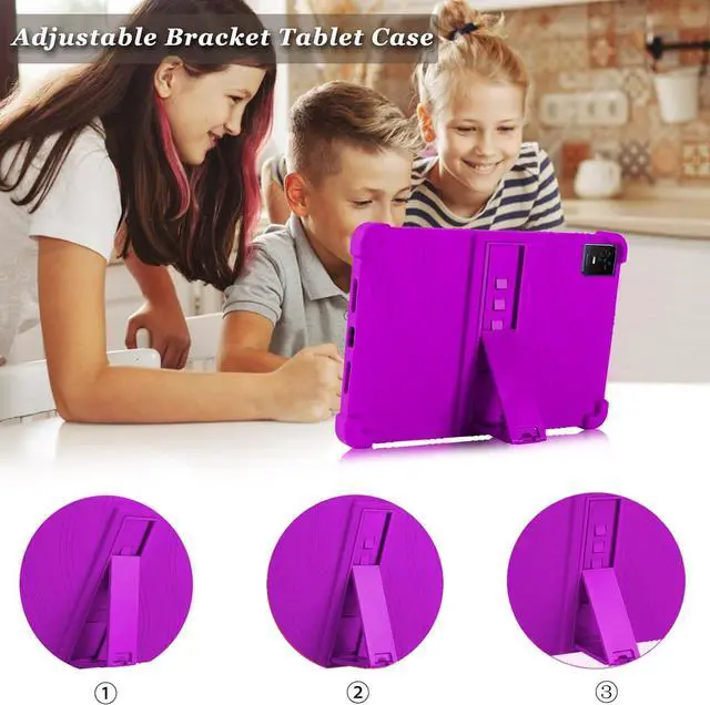 Alt view image 5 of 7 - anicestore TCL Tab 10 NXTPAPER 5G Case 10.4" - Silicone Protection Cover with Kickstand Shockproof Kids Friendly Case for TCL TAB 10 NXTPAPER 5G Tablet 10.4 Inch (Model 9199S) + 1 Stylus Pen (Purple)