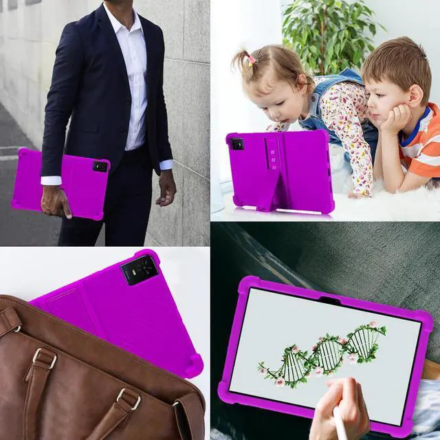 Alt view image 7 of 7 - anicestore TCL Tab 10 NXTPAPER 5G Case 10.4" - Silicone Protection Cover with Kickstand Shockproof Kids Friendly Case for TCL TAB 10 NXTPAPER 5G Tablet 10.4 Inch (Model 9199S) + 1 Stylus Pen (Purple)