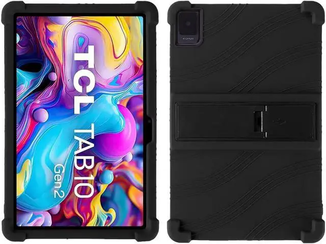Main image of anicestore TCL TAB 10 Gen 2 Case 10.4" - Silicone Protection Cover with Kickstand Shockproof Kids Friendly Case for TCL TAB 10 Gen 2 Tablet 10.4 Inch (Model: 8196G / 8496G) + 1 Stylus Pen (Black)