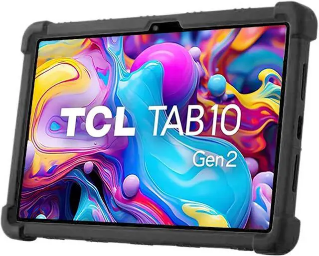Alt view image 6 of 7 - anicestore TCL TAB 10 Gen 2 Case 10.4" - Silicone Protection Cover with Kickstand Shockproof Kids Friendly Case for TCL TAB 10 Gen 2 Tablet 10.4 Inch (Model: 8196G / 8496G) + 1 Stylus Pen (Black)