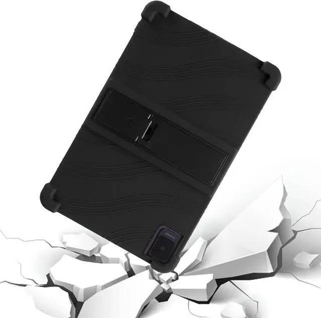 Alt view image 7 of 7 - anicestore TCL TAB 10 Gen 2 Case 10.4" - Silicone Protection Cover with Kickstand Shockproof Kids Friendly Case for TCL TAB 10 Gen 2 Tablet 10.4 Inch (Model: 8196G / 8496G) + 1 Stylus Pen (Black)