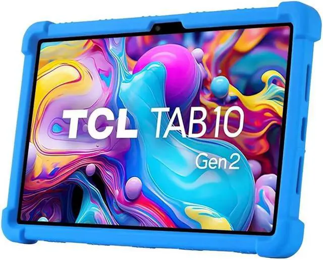 Alt view image 6 of 7 - anicestore TCL TAB 10 Gen 2 Case 10.4" - Silicone Protection Cover with Kickstand Shockproof Kids Friendly Case for TCL TAB 10 Gen 2 Tablet 10.4 Inch (Model: 8196G / 8496G) + 1 Stylus Pen (Blue)