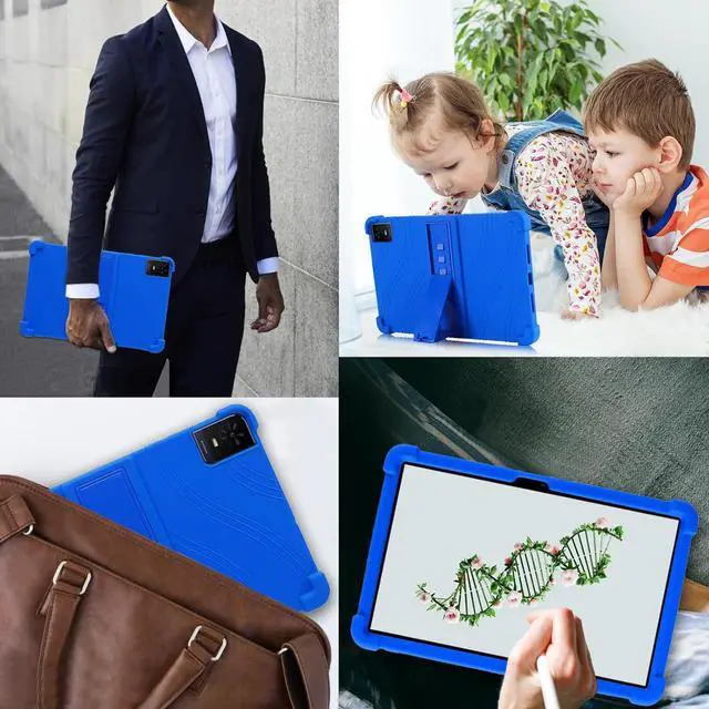 Alt view image 4 of 7 - anicestore TCL TAB 10 Gen 2 Case 10.4" - Silicone Protection Cover with Kickstand Shockproof Kids Friendly Case for TCL TAB 10 Gen 2 Tablet 10.4 Inch (Model: 8196G / 8496G) + 1 Stylus Pen (Blue)