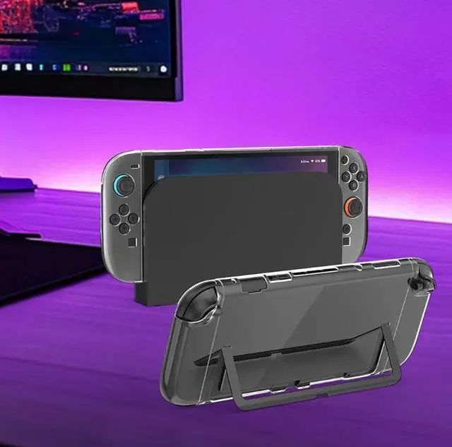 Alt view image 2 of 7 - elitegadget Case for Nintendo Switch 2 (2025) with 2PCS Tempered Glass Screen Protector - Transparent Clear Slim Hard Shell Cover for Switch 2 Accessories Scratch & Shock Protection Cover for Joycon 2