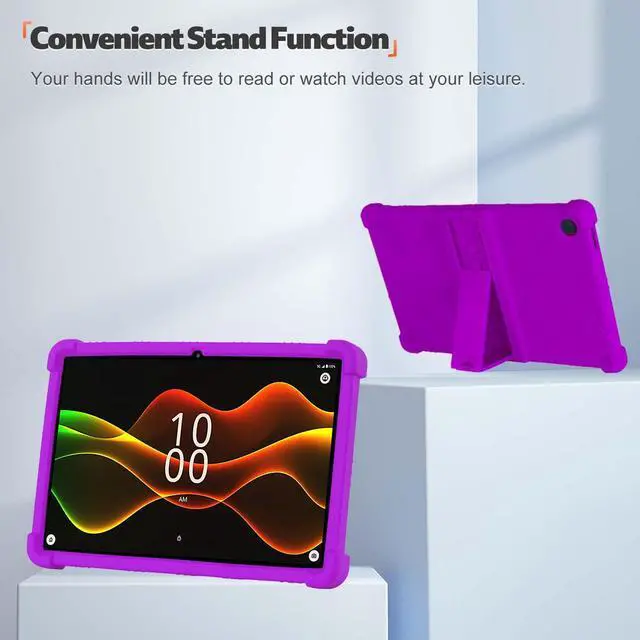 Alt view image 5 of 6 - Case for Boost Celero5G TAB 10.95" Tablet 2025 Released - Kids Friendly Shockproof Soft Silicone Protective Cover with Adjustable Stand Boost Celero 5G Tablet Cover + 1 Stylus Pen (Purple)