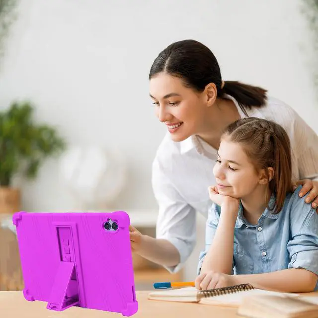 Alt view image 4 of 6 - Case for Boost Celero5G TAB 10.95" Tablet 2025 Released - Kids Friendly Shockproof Soft Silicone Protective Cover with Adjustable Stand Boost Celero 5G Tablet Cover + 1 Stylus Pen (Purple)
