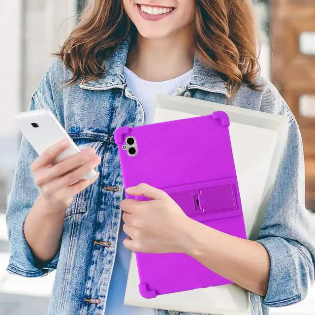 Alt view image 6 of 6 - Case for Boost Celero5G TAB 10.95" Tablet 2025 Released - Kids Friendly Shockproof Soft Silicone Protective Cover with Adjustable Stand Boost Celero 5G Tablet Cover + 1 Stylus Pen (Purple)