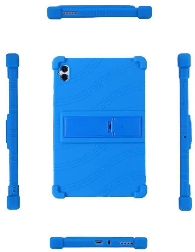 Alt view image 5 of 7 - Case for Boost Celero5G TAB 10.95 Inch Tablet 2025 with 2pcs Tempered Glass Screen Protector, Soft Silicone Rubber Lightweight Protective Cover with Multi-Viewing Angles Stand Case - Blue