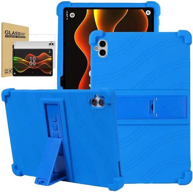 Main image of Case for Boost Celero5G TAB 10.95 Inch Tablet 2025 with 2pcs Tempered Glass Screen Protector, Soft Silicone Rubber Lightweight Protective Cover with Multi-Viewing Angles Stand Case - Blue