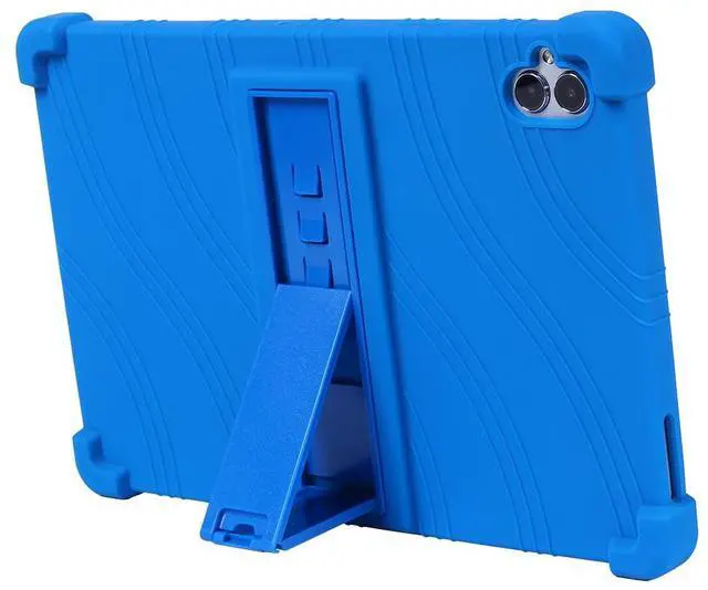 Alt view image 4 of 7 - Case for Boost Celero5G TAB 10.95 Inch Tablet 2025 with 2pcs Tempered Glass Screen Protector, Soft Silicone Rubber Lightweight Protective Cover with Multi-Viewing Angles Stand Case - Blue