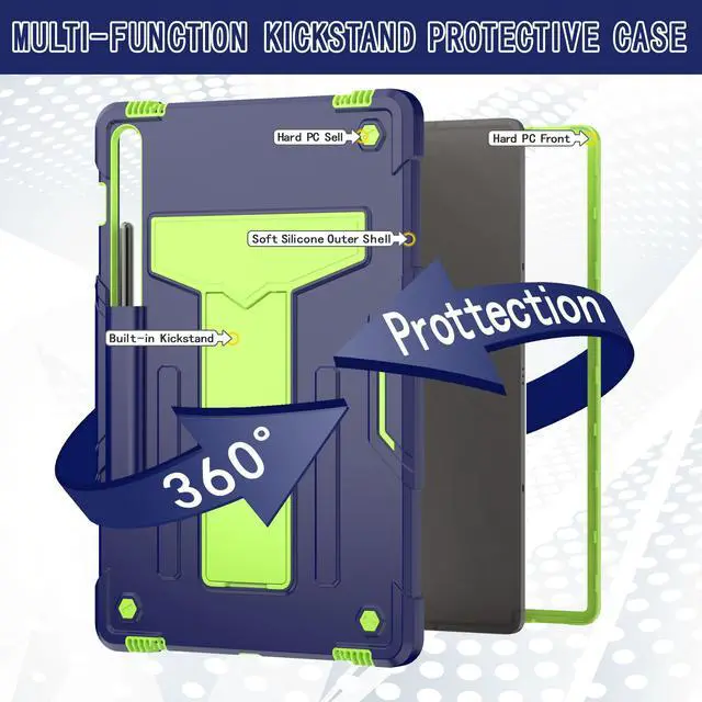 Alt view image 5 of 7 - Case for Samsung Galaxy Tab S10 Lite/ S10 FE/ S9 FE 5G 10.9 Inch/ Tab S9 11 Inch - Shockproof Protective Hard Shell with Kickstand & S Pen Holder for Samsung Tab S10 Lite/ S10 FE / S9 FE / S9 (Green)