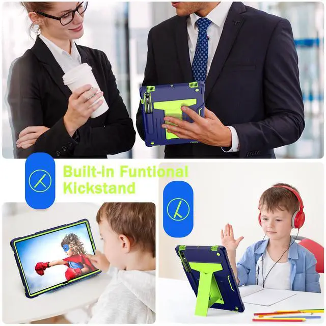 Alt view image 3 of 7 - Case for Samsung Galaxy Tab S10 Lite/ S10 FE/ S9 FE 5G 10.9 Inch/ Tab S9 11 Inch - Shockproof Protective Hard Shell with Kickstand & S Pen Holder for Samsung Tab S10 Lite/ S10 FE / S9 FE / S9 (Green)