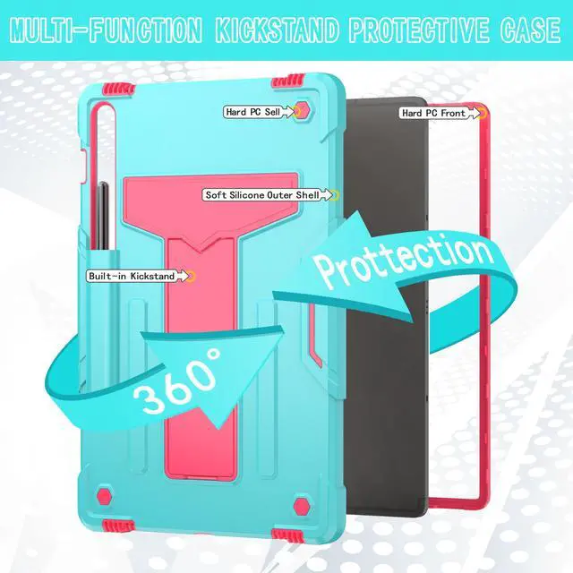 Alt view image 5 of 7 - Case for Samsung Galaxy Tab S10 Lite/ S10 FE/ S9 FE 5G 10.9 Inch/ Tab S9 11 Inch - Shockproof Protective Hard Shell with Kickstand & S Pen Holder for Samsung Tab S10 Lite/ S10 FE / S9 FE / S9 (Teal)