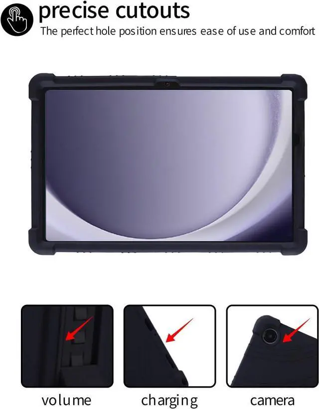 Alt view image 5 of 7 - anicestore Case for Galaxy Tab A11+/A9+ Plus 11 Inch Tablet 2025/2023 - Protective Lightweight Soft Silicone Case with Adjustable Stand Cover for Samsung Galaxy Tab A11+/A9+ with 1 Stylus Pen (Black)