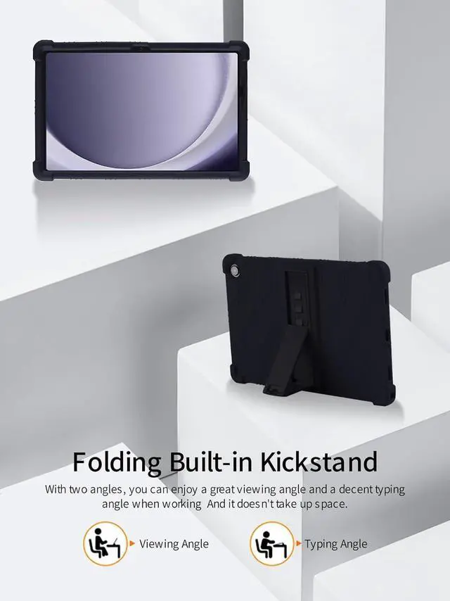 Alt view image 7 of 7 - anicestore Case for Galaxy Tab A11+/A9+ Plus 11 Inch Tablet 2025/2023 - Protective Lightweight Soft Silicone Case with Adjustable Stand Cover for Samsung Galaxy Tab A11+/A9+ with 1 Stylus Pen (Black)