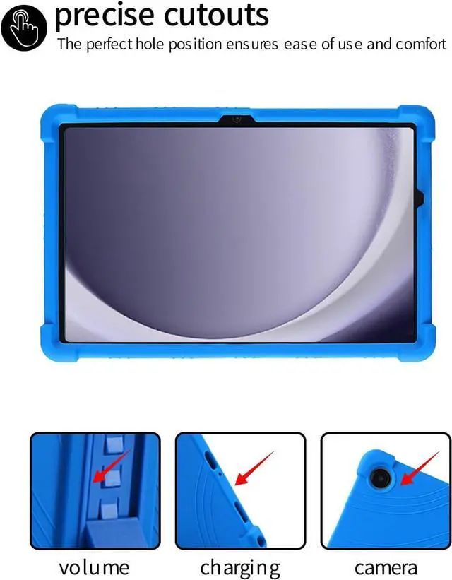 Alt view image 4 of 7 - anicestore Case For Samsung Galaxy Tab A9+ 5G 11 Inch Tablet - Protective Lightweight Durable Silicone Adjustable Stand Cover For Samsung Tab A9 Plus 11" SM-X210/X215/X216/X218 + 1 Stylus Pen (Blue)