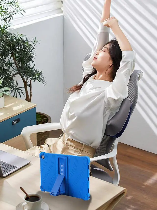 Alt view image 2 of 7 - anicestore Case For Samsung Galaxy Tab A9+ 5G 11 Inch Tablet - Protective Lightweight Durable Silicone Adjustable Stand Cover For Samsung Tab A9 Plus 11" SM-X210/X215/X216/X218 + 1 Stylus Pen (Blue)