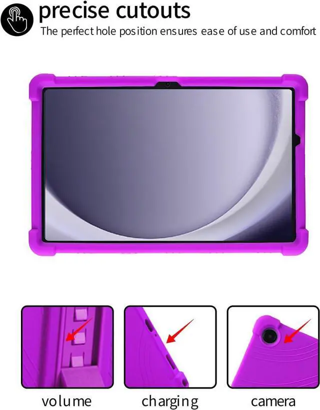 Alt view image 3 of 7 - anicestore Case For Samsung Galaxy Tab A9+ 5G 11 Inch Tablet - Protective Lightweight Durable Silicone Adjustable Stand Cover For Samsung Tab A9 Plus 11" SM-X210/X215/X216/X218 + 1 Stylus Pen (Purple)