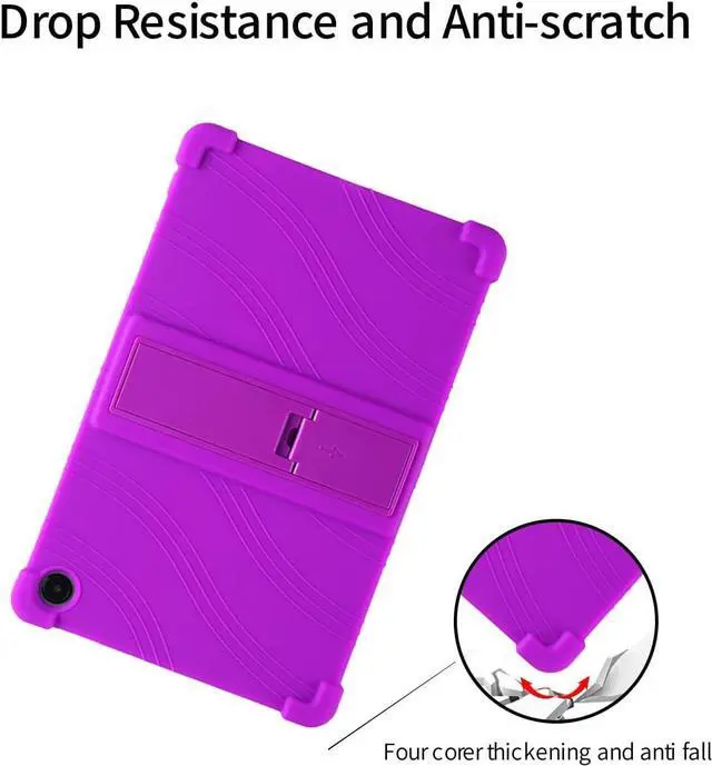 Alt view image 4 of 7 - anicestore Case For Samsung Galaxy Tab A9+ 5G 11 Inch Tablet - Protective Lightweight Durable Silicone Adjustable Stand Cover For Samsung Tab A9 Plus 11" SM-X210/X215/X216/X218 + 1 Stylus Pen (Purple)