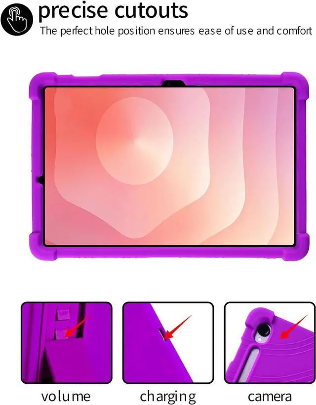 Alt view image 3 of 7 - anicestore Galaxy Tab S10 Lite Case with Tempered Glass Screen Protector - Full-Body Protective Silicone Cover with Kickstand for Samsung Galaxy Tab S10 Lite 5G 10.9" Tablet 2025 SM-X400/X406 (Purple)