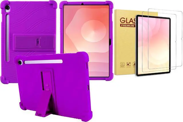 Main image of anicestore Galaxy Tab S10 Lite Case with Tempered Glass Screen Protector - Full-Body Protective Silicone Cover with Kickstand for Samsung Galaxy Tab S10 Lite 5G 10.9" Tablet 2025 SM-X400/X406 (Purple)