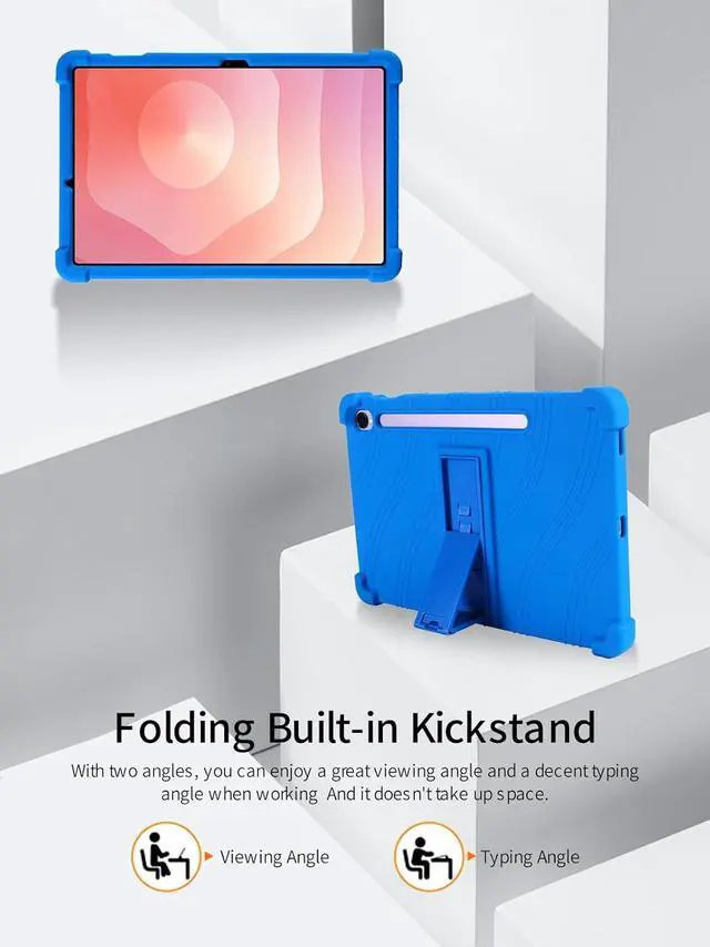 Alt view image 7 of 7 - anicestore Case For Samsung Galaxy Tab S10 Lite 5G 10.9 inch (Model SM-X400/SM-X406) 2025 Release - Protective Lightweight Durable Silicone Adjustable Stand Cover + 1 Random Color Stylus Pen (Blue)