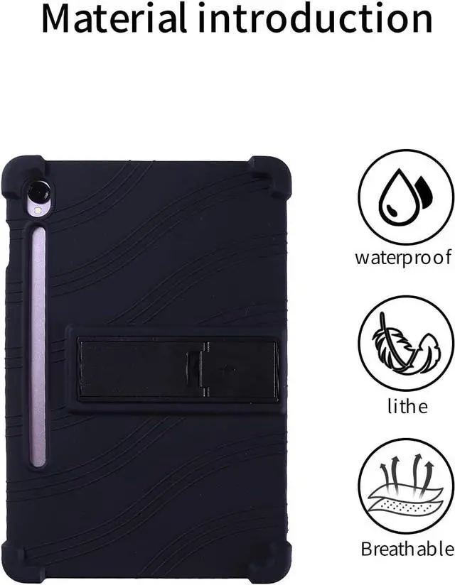 Alt view image 3 of 7 - anicestore Case for Samsung Galaxy Tab S11 (11") Tablet with 2PCS Tempered Glass Screen Protector - Full-Body Protective Silicone Kickstand Cover for Samsung Tab S11 (11 inch) SM-X736/SM-X730 (Black)