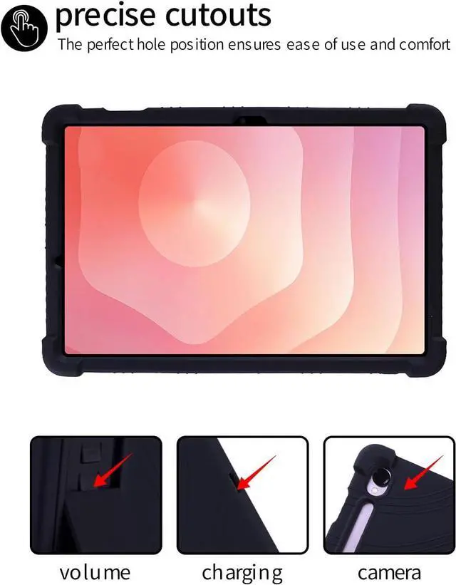 Alt view image 4 of 7 - anicestore Case for Samsung Galaxy Tab S11 (11") Tablet with 2PCS Tempered Glass Screen Protector - Full-Body Protective Silicone Kickstand Cover for Samsung Tab S11 (11 inch) SM-X736/SM-X730 (Black)