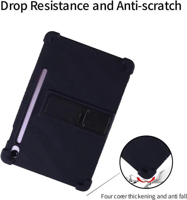 Alt view image 5 of 7 - anicestore Case for Samsung Galaxy Tab S11 (11") Tablet with 2PCS Tempered Glass Screen Protector - Full-Body Protective Silicone Kickstand Cover for Samsung Tab S11 (11 inch) SM-X736/SM-X730 (Black)