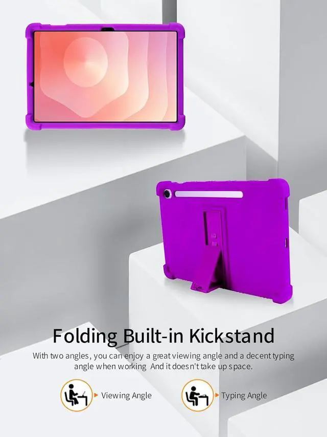 Alt view image 5 of 7 - anicestore Case for Samsung Galaxy Tab S11 (11") Tablet with 2PCS Tempered Glass Screen Protector - Full-Body Protective Silicone Kickstand Cover for Samsung Tab S11 (11 inch) SM-X736/SM-X730 (Purple)