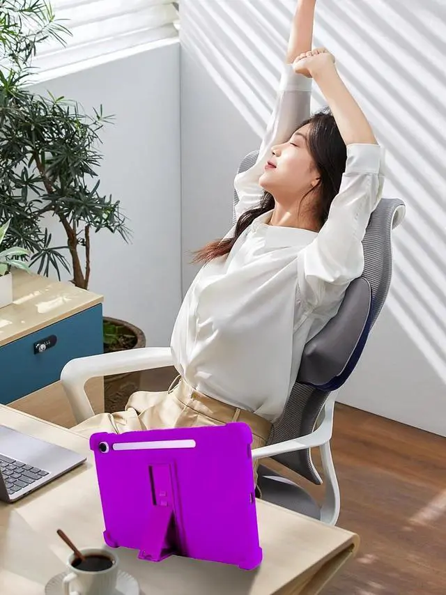 Alt view image 3 of 7 - anicestore Case for Samsung Galaxy Tab S11 (11") Tablet with 2PCS Tempered Glass Screen Protector - Full-Body Protective Silicone Kickstand Cover for Samsung Tab S11 (11 inch) SM-X736/SM-X730 (Purple)