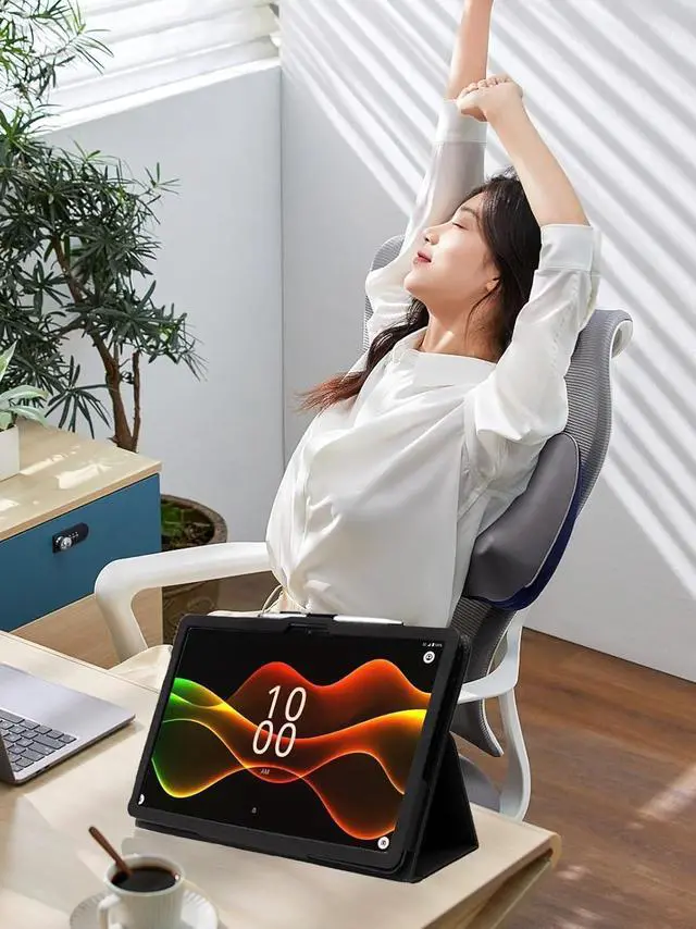 Alt view image 3 of 7 - anicestore Case for Boost Celero5G TAB, Folding Stand Protective Cover with Pencil Holder PU Leather Case Compatible with Boost Celero 5G Tab 10.95 Inch Android Tablet + 1 Random Color Stylus (Black)