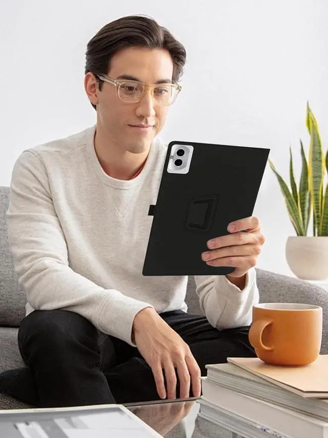 Alt view image 4 of 7 - anicestore Case for Boost Celero5G TAB, Folding Stand Protective Cover with Pencil Holder PU Leather Case Compatible with Boost Celero 5G Tab 10.95 Inch Android Tablet + 1 Random Color Stylus (Black)