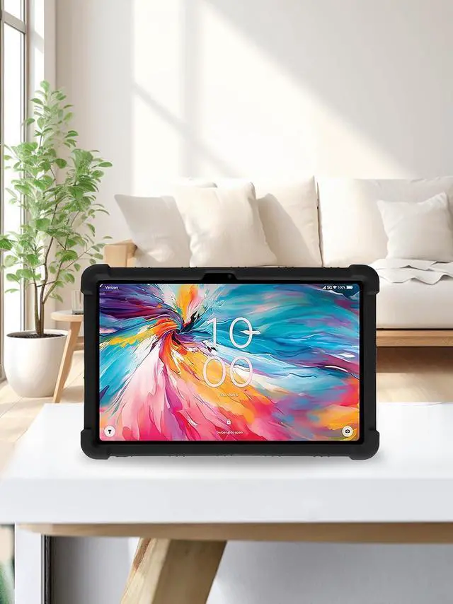 Alt view image 5 of 7 - anicestore Case for TCL Tab 10 NXTPAPER 5G 10.4 Inch Tablet 2025 with 2PCS Tempered Glass Screen Protector, Soft Silicone Cover with Adjustable Stand Shockproof Kids Friendly Cover (Black)