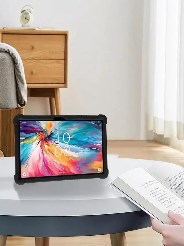 Alt view image 7 of 7 - anicestore Case for TCL Tab 10 NXTPAPER 5G 10.4 Inch Tablet 2025 with 2PCS Tempered Glass Screen Protector, Soft Silicone Cover with Adjustable Stand Shockproof Kids Friendly Cover (Black)