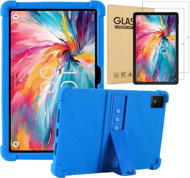 Main image of anicestore Case for TCL Tab 10 NXTPAPER 5G 10.4 Inch Tablet 2025 with 2PCS Tempered Glass Screen Protector, Soft Silicone Cover with Adjustable Stand Shockproof Kids Friendly Cover (Blue)