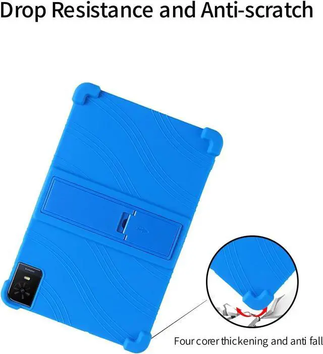 Alt view image 5 of 7 - anicestore Case for TCL Tab 10 NXTPAPER 5G 10.4 Inch Tablet 2025 with 2PCS Tempered Glass Screen Protector, Soft Silicone Cover with Adjustable Stand Shockproof Kids Friendly Cover (Blue)