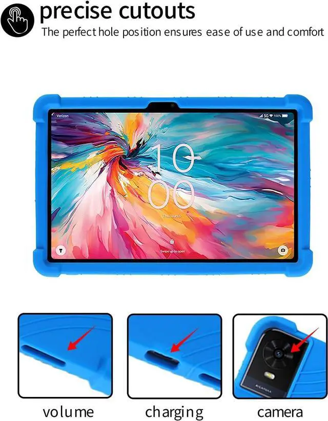 Alt view image 4 of 7 - anicestore Case for TCL Tab 10 NXTPAPER 5G 10.4 Inch Tablet 2025 with 2PCS Tempered Glass Screen Protector, Soft Silicone Cover with Adjustable Stand Shockproof Kids Friendly Cover (Blue)