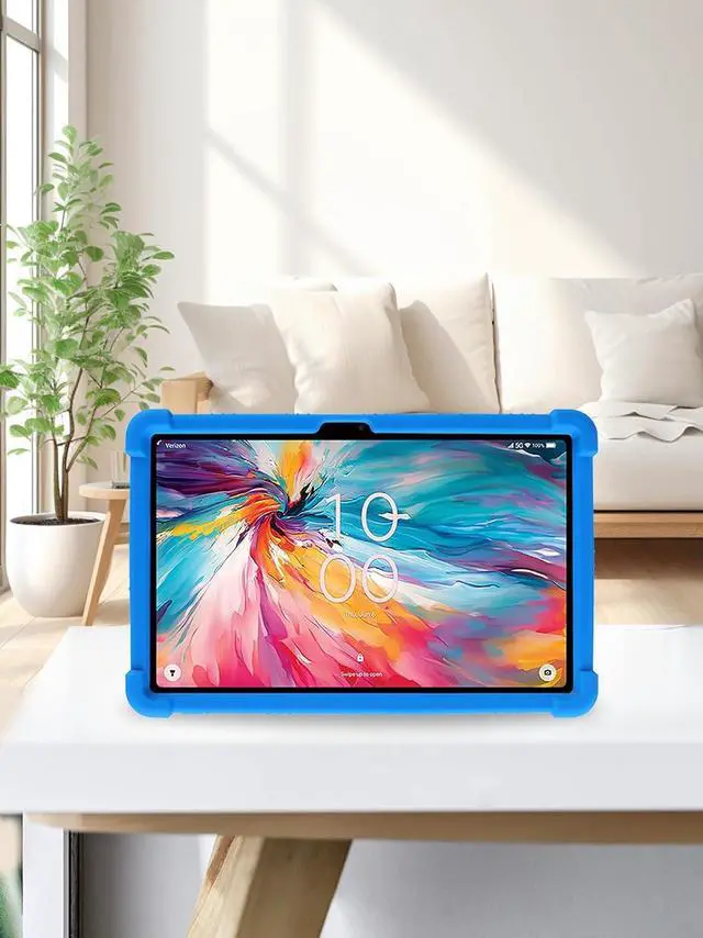 Alt view image 6 of 7 - anicestore Case for TCL Tab 10 NXTPAPER 5G 10.4 Inch Tablet 2025 with 2PCS Tempered Glass Screen Protector, Soft Silicone Cover with Adjustable Stand Shockproof Kids Friendly Cover (Blue)